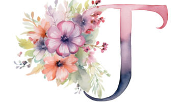 Watercolor Letter J Sticker on isolated Transparent background. Format png