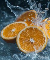 Photo of citrus with splash water