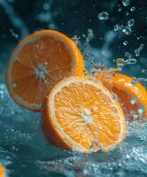 Photo of citrus with splash water