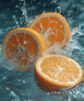 Photo of citrus with splash water