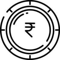 Rupee coin outline illustration vector