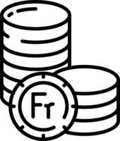 Franc coin outline illustration vector