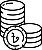 Taka coin outline illustration vector