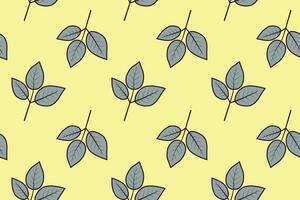 Hand drawn floral pattern design. Simple ornament with plant and leaf. vector