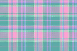 Tile tartan plaid seamless, rough check pattern background. Thread fabric texture textile in teal and pink colors. vector