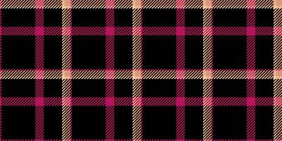Abstract seamless check textile, cotton tartan fabric. Ceremony texture plaid background pattern in black and pink colors. vector