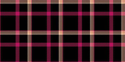 Abstract seamless check textile, cotton tartan fabric. Ceremony texture plaid background pattern in black and pink colors. vector