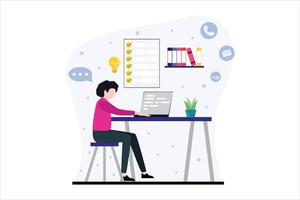 Online Learning Flat Illustration Design vector