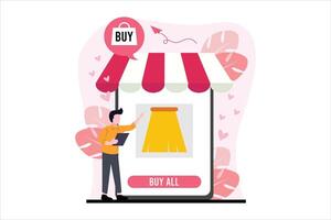 Online Shopping Flat Illustration Design vector