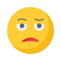 Bored face expression, icon of bored emoji, premium vector