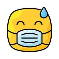 Ill emoji design, face mask on emoji face vector