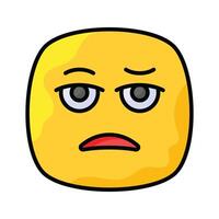 Bored face expression, icon of bored emoji, premium vector