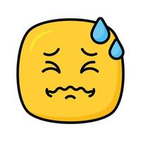 Painful expression, trendy icon of pain emoji, editable vector