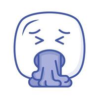 Get your hands on this trendy vomiting emoji icon design vector