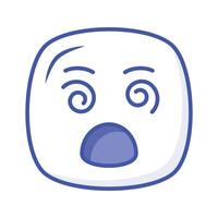 Dizzy emoji icon, dizziness expression design vector