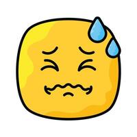 Painful expression, trendy icon of pain emoji, editable vector