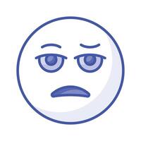 Bored face expression, icon of bored emoji, premium vector