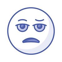 Bored face expression, icon of bored emoji, premium vector