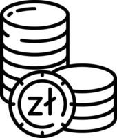 Zloty coin outline illustration vector