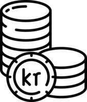 Krone coin outline illustration vector