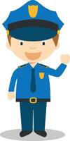 Cute cartoon illustration of a policeman vector