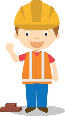 Cute cartoon illustration of a builder
