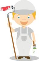 Cute cartoon illustration of a painter vector