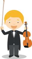 Cute cartoon illustration of a classic musician or a violinist vector