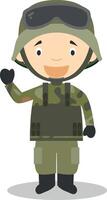 Cute cartoon illustration of a soldier vector