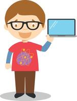 Cute cartoon illustration of a programmer or a computer expert vector