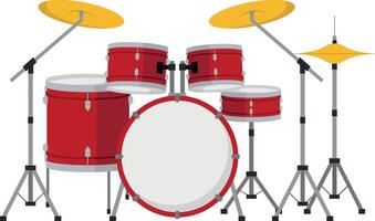 illustration of a drum set in cartoon style isolated on white background vector