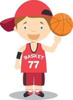 Cute cartoon illustration of a basketball player vector