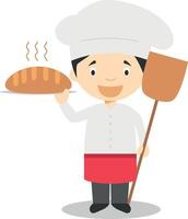 Cute cartoon illustration of a baker vector