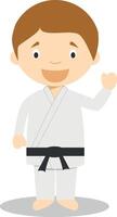 linda dibujos animados ilustración de un karateka vector