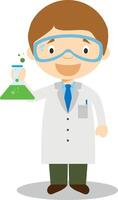 Cute cartoon illustration of a scientist vector