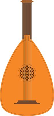 illustration of a lute in cartoon style isolated on white background