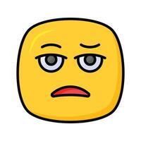 Bored face expression, icon of bored emoji, premium vector