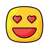 Happy face with heart symbols on eyes, concept icon of in love emoji vector