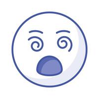 Dizzy emoji icon, dizziness expression design vector