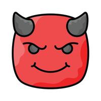 de miedo diablo con cuernos, personalizable emoji icono en de moda estilo vector