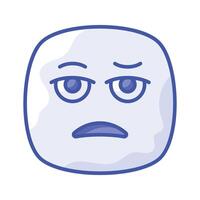 Bored face expression, icon of bored emoji, premium vector