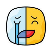 Happy sad feelings emoji icon, ready to use design vector