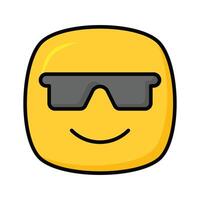 Glasses on emoji face showing concept icon of cool emoji, proud emoji vector