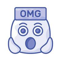 Oh My God expression emoji design, editable vector