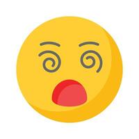 Dizzy emoji icon, dizziness expression design vector