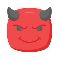 de miedo diablo con cuernos, personalizable emoji icono en de moda estilo vector