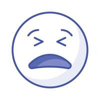 Painful expression, trendy icon of pain emoji, editable vector