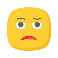 Bored face expression, icon of bored emoji, premium vector