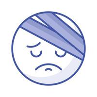 An amazing icon of pain emoji, injured, sad, expressions vector