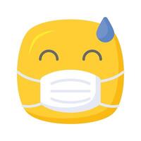 Ill emoji design, face mask on emoji face vector